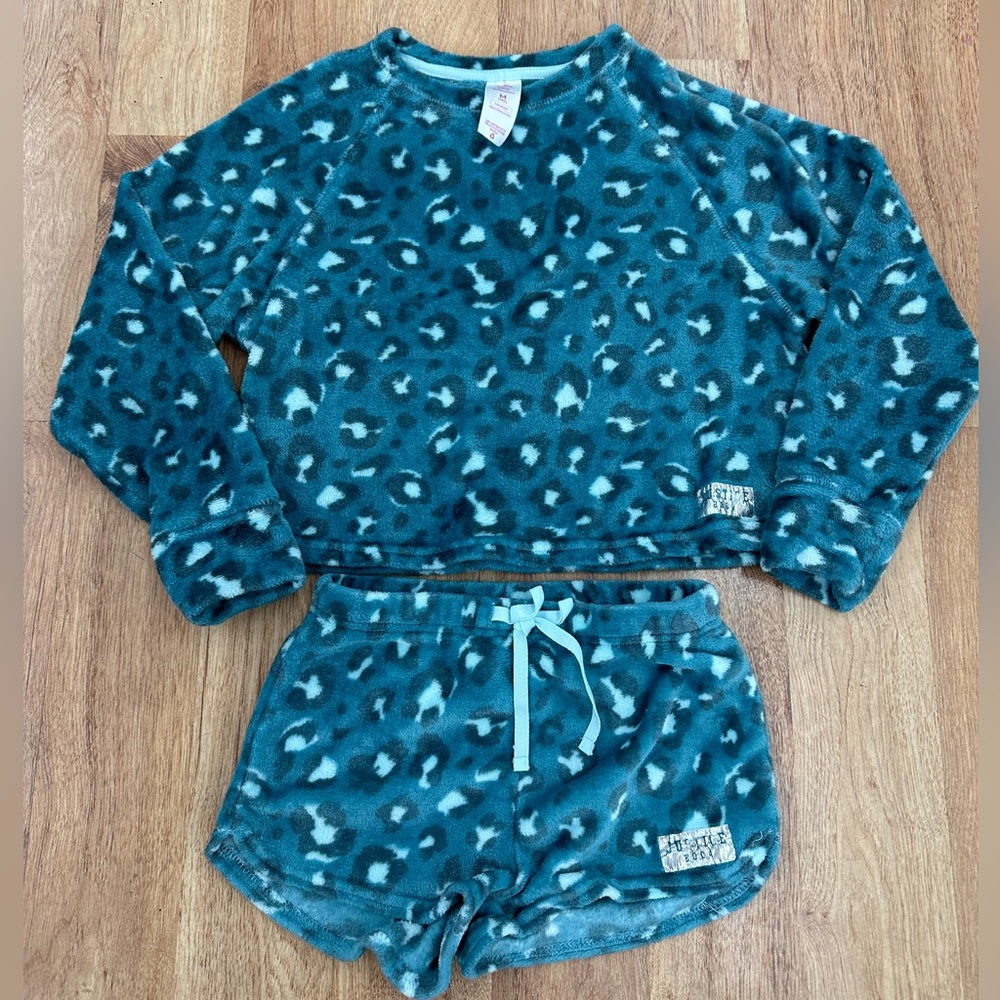 Justice Teal Leopard Night Wear Pajama Short Set